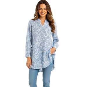 Utsa Womens Blouse Sz Medium Floral Kurta Tunic Festival Casual Preppy Modern